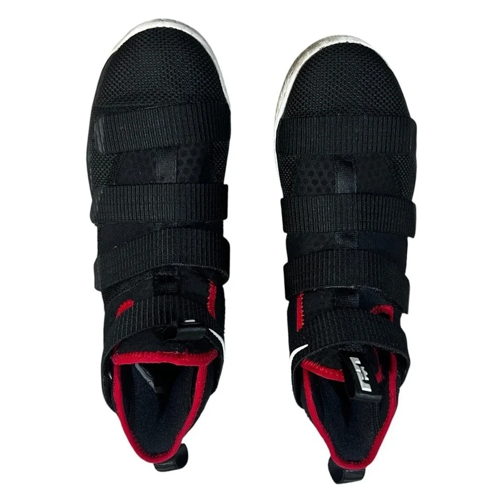 Nike LeBron James Soldier 11 'Bred' Basketball Shoes Black Red Straps Youth 6.5